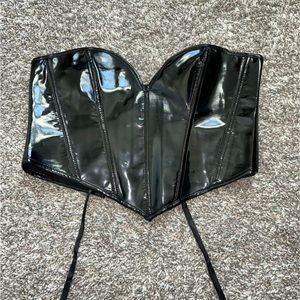 Black Leather Corset Top